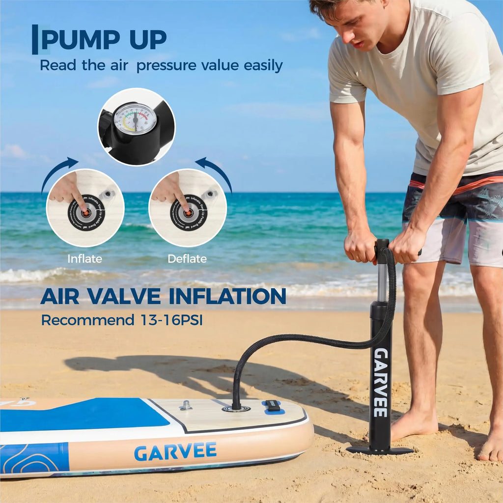 Extra Wide Stable Inflatable Stand Up Paddle Board for Adults and Youth, Ultra‑Light PVC with Non‑Slip EVA Deck, 450 lb Capacity, Adjustable Paddle, High‑Pressure Pump, and Backpack