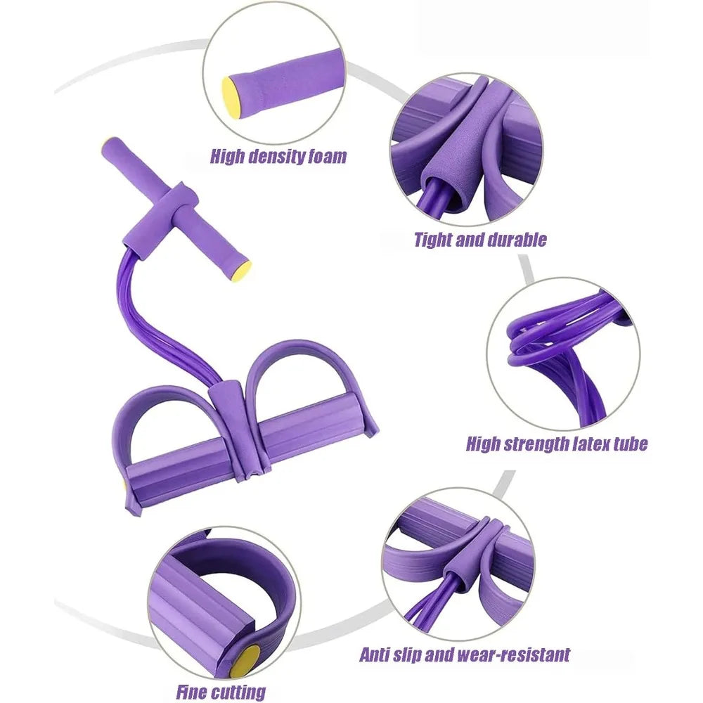 Multi‑Function Resistance Band Set 4 Tubes for Intense Workout NBR Comfort Handles for Office Living Room Bedroom Use