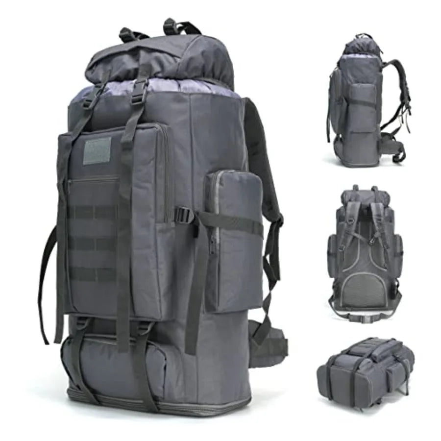 100L Hiking Camping Backpack MOLLE Rucksack Waterproof Daypack