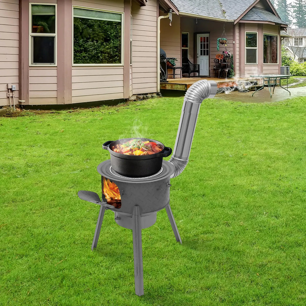 Indoor Outdoor Multifunction Wood Burning Stove, Portable Camping Wood Stove for Heating, Barbecuing, Frying, and Deep‑Frying