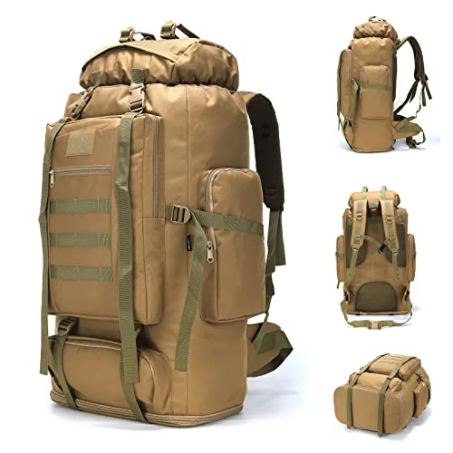 100L Hiking Camping Backpack MOLLE Rucksack Waterproof Daypack