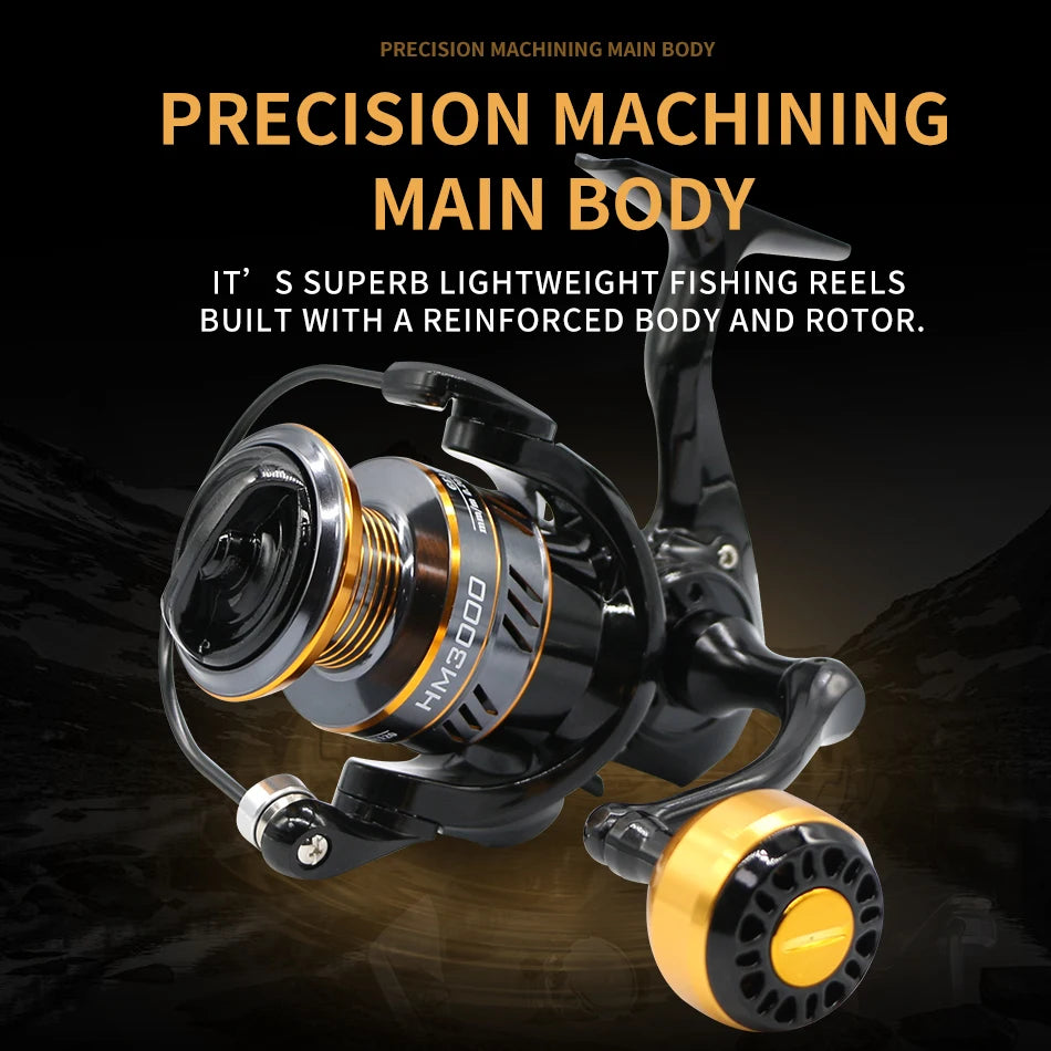 HM NEW Fishing Reel Spinning Reel Metal Reel Cup 10 kg Max Drag Power High‑Speed Spinning Wheel for Any Water Body