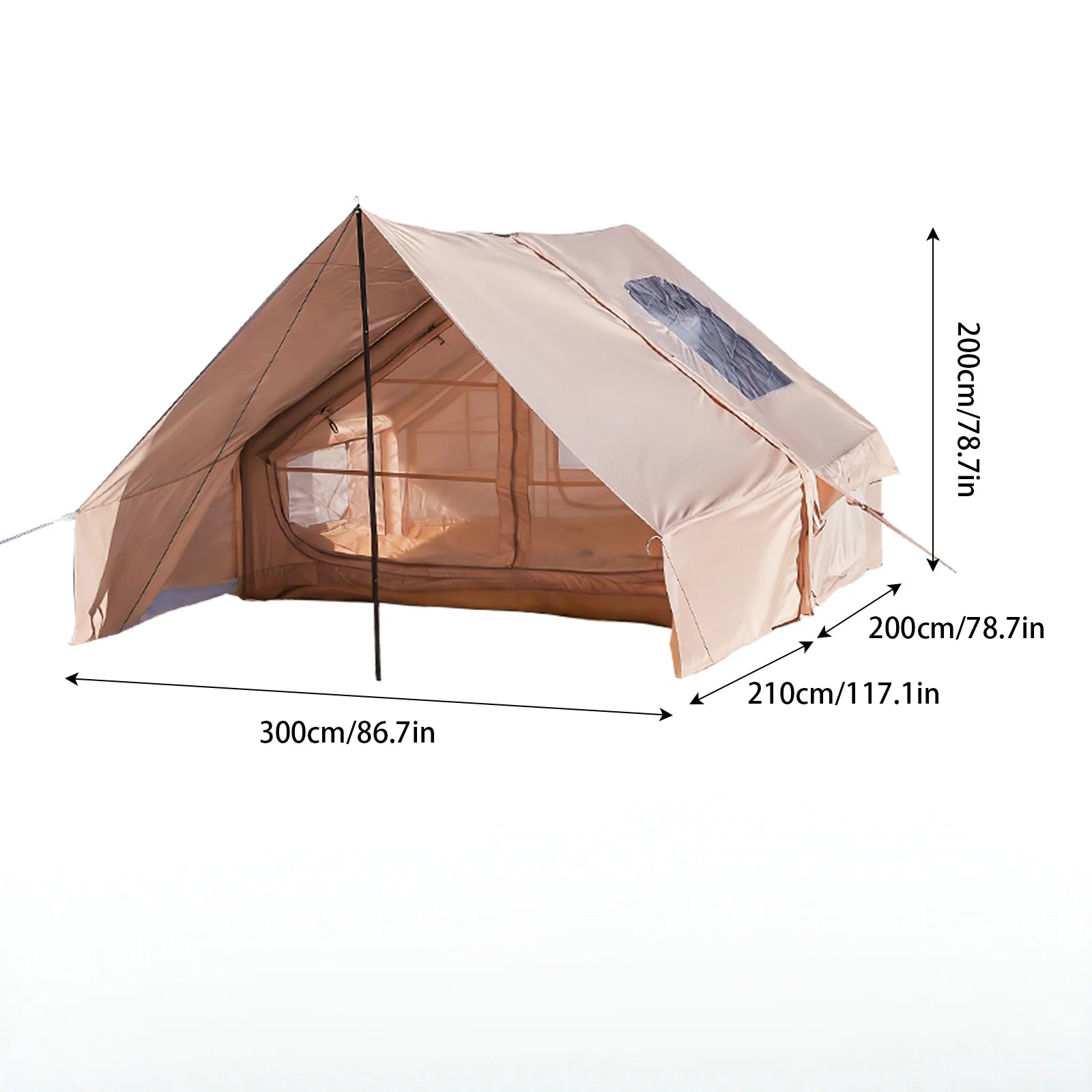 Large Inflatable Camping Tent with Skylight Quick Air Flow and Breathable Mesh Design Summer Glamping Hot Tent