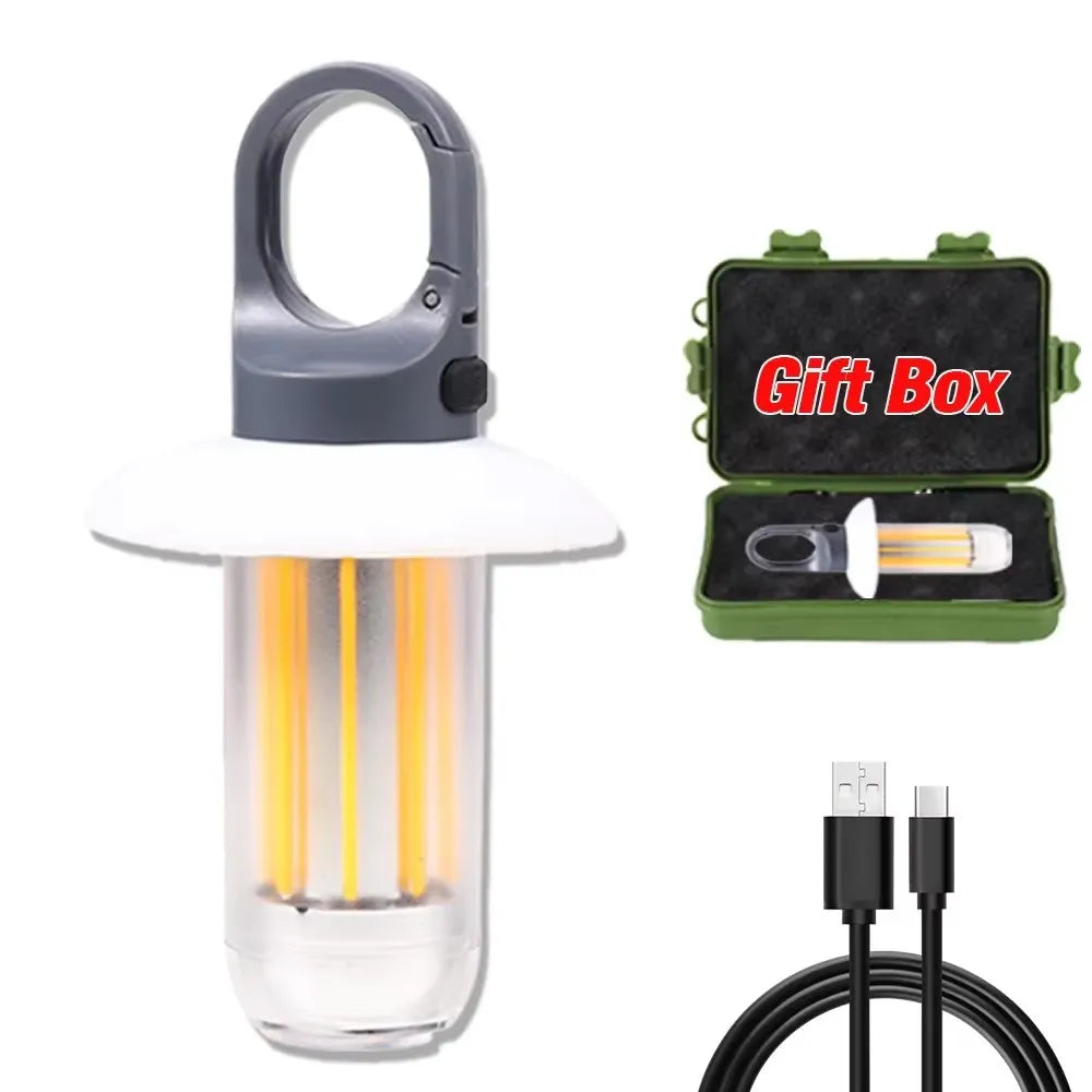 Camping Light Lightweight Handheld Torch 5 Lighting Modes Rechargeable Tent Lamp for Patio Climbing with 8 Light Filaments