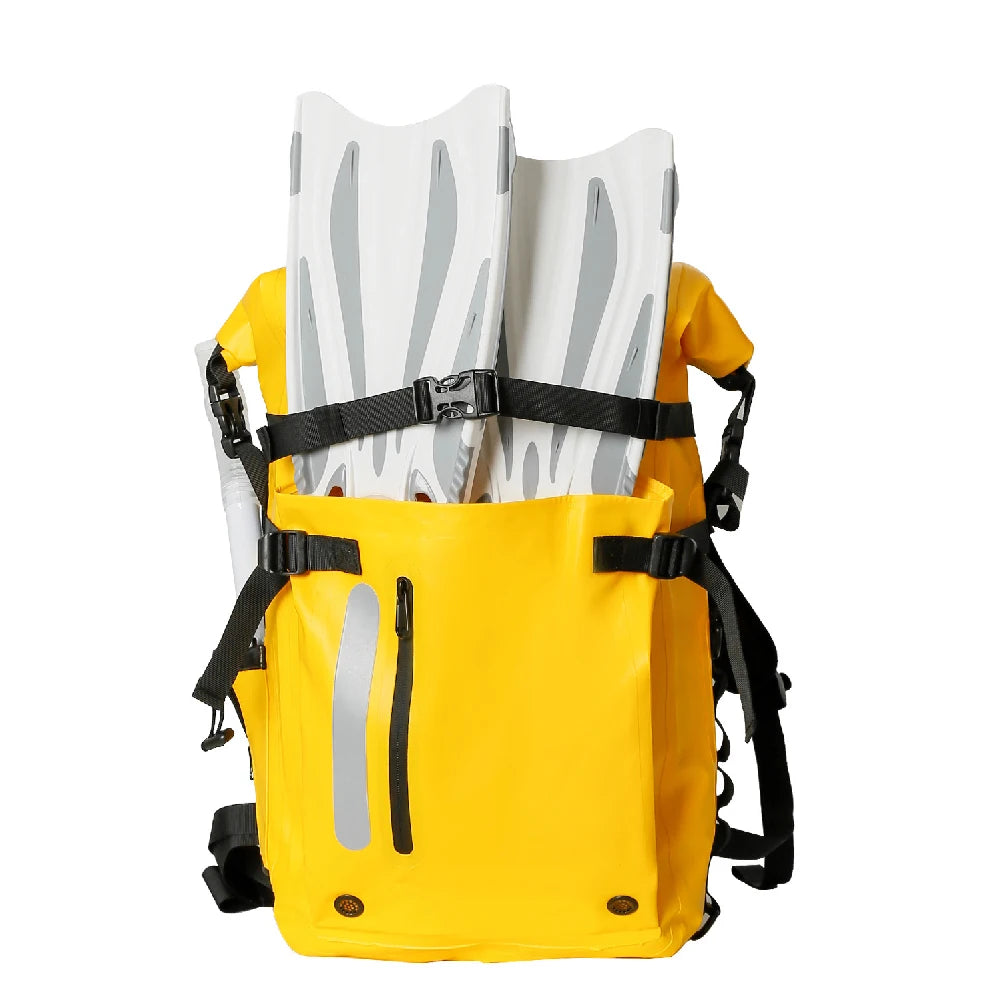 Waterproof Backpack Floating Dry Bag 30L Cushioned Back Hip Strap for Hiking Camping Kayaking Travel Diving Rafting
