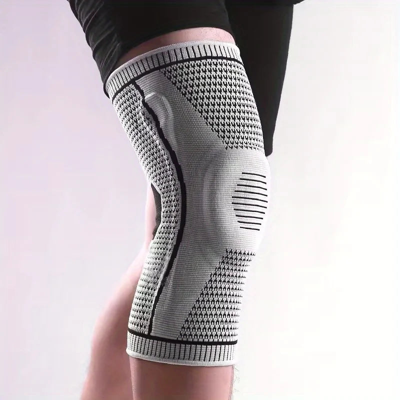 Non Slip Knee Support Brace Pad Stabilizers Comfort Elastic Knee Braces Fit Compression Sleeve for Arthritis Sports Grey
