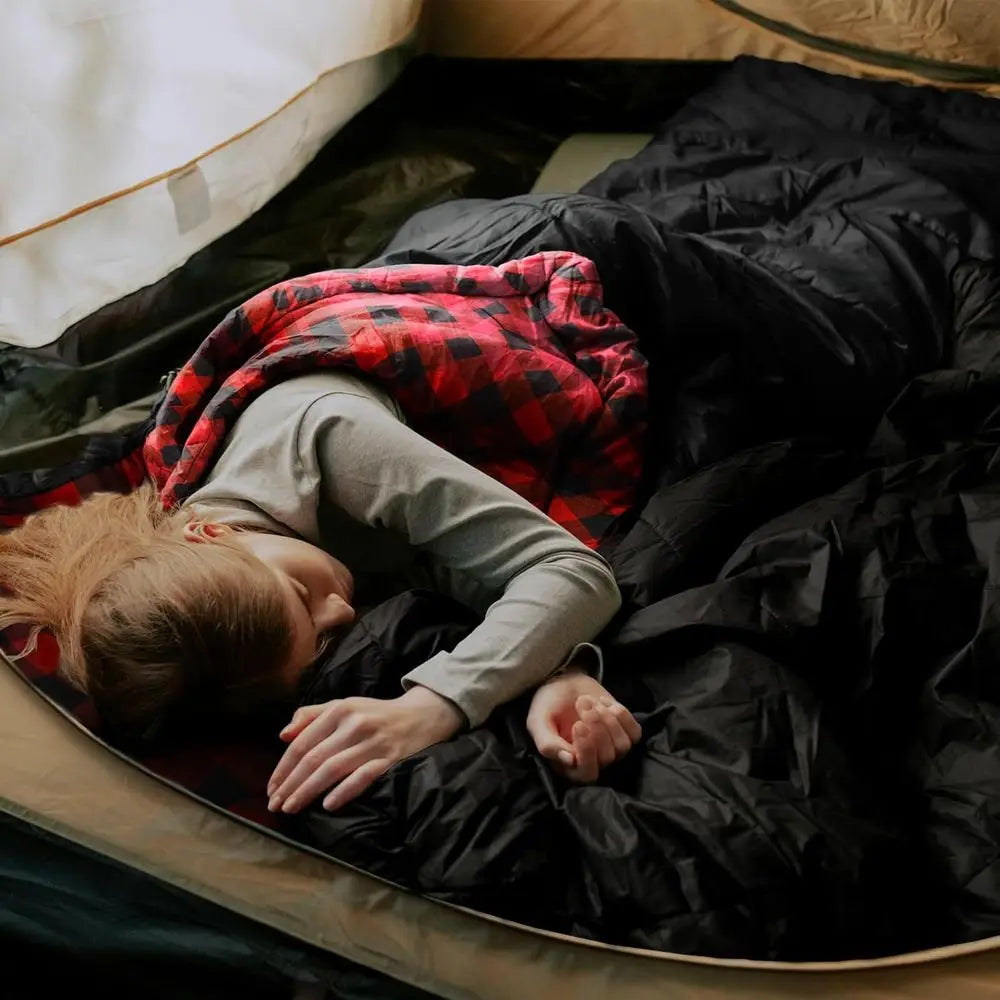Cotton Flannel 4‑Season XXL Adult Sleeping Bag for Cold‑Weather Camping with Compression Sack