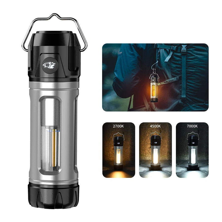 Camping Light Lightweight Handheld Torch 5 Lighting Modes Rechargeable Tent Lamp for Patio Climbing with 8 Light Filaments