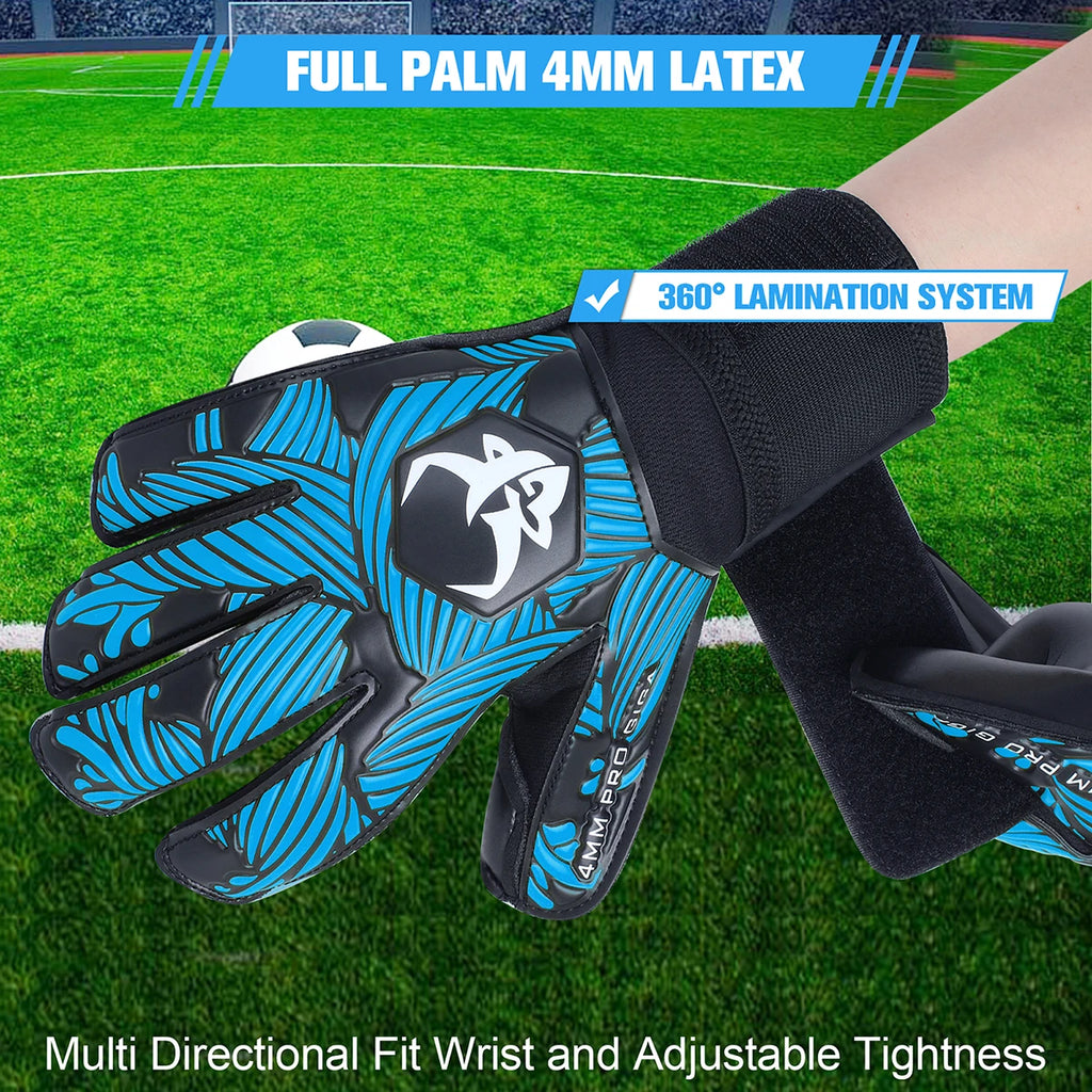 Soccer Goalie Goalkeeper Gloves Strong Grip with Finger Protect and 4+3mm Latex for Kids Youth and Adults