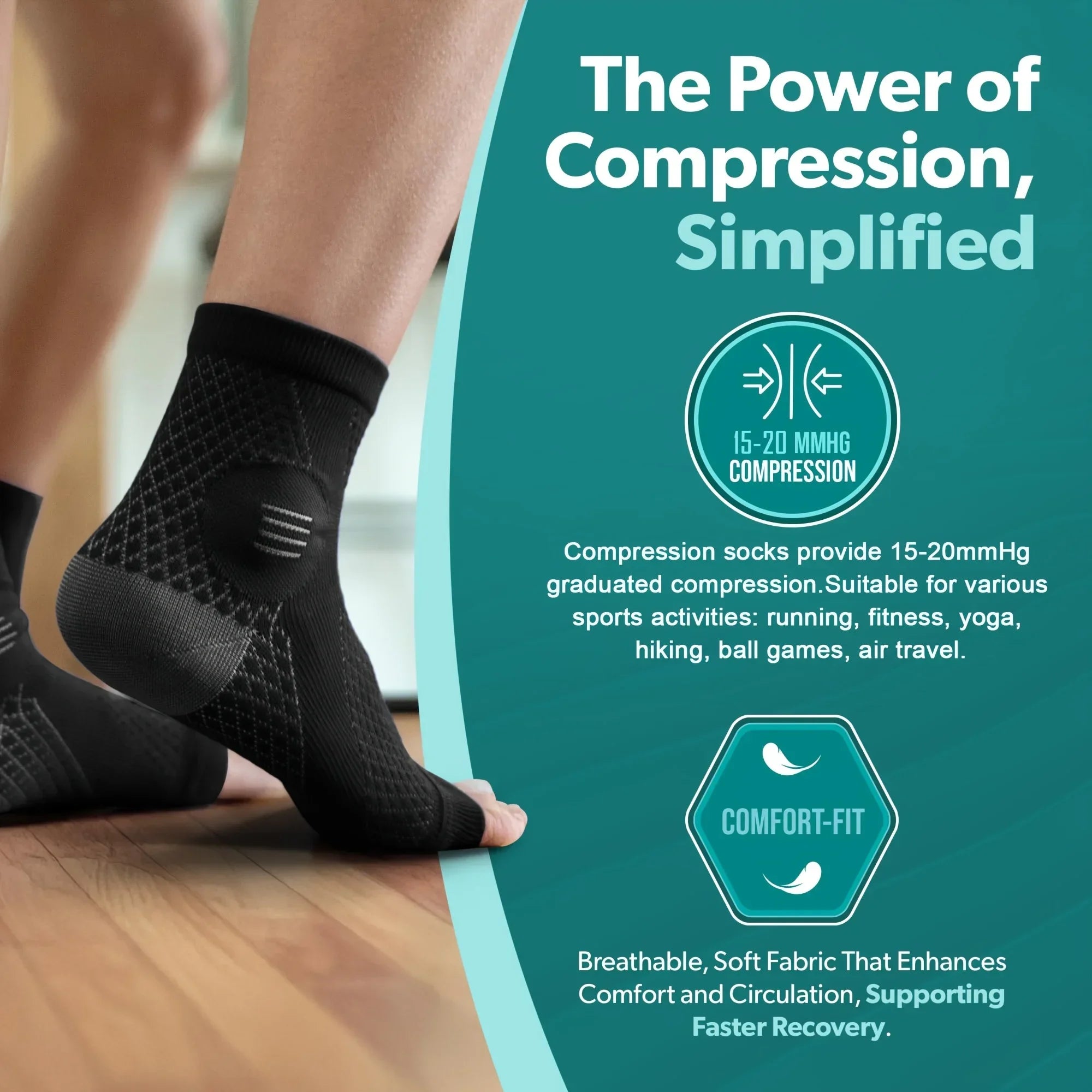 Performance Compression Foot Sleeves — Open‑Toe Arch & Ankle Support Socks for Comfort & Stability