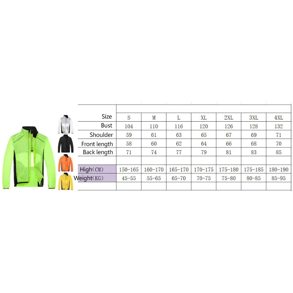Cycling Windbreaker Jacket Outdoor Windproof Raincoat for Riding Running and Daily Training