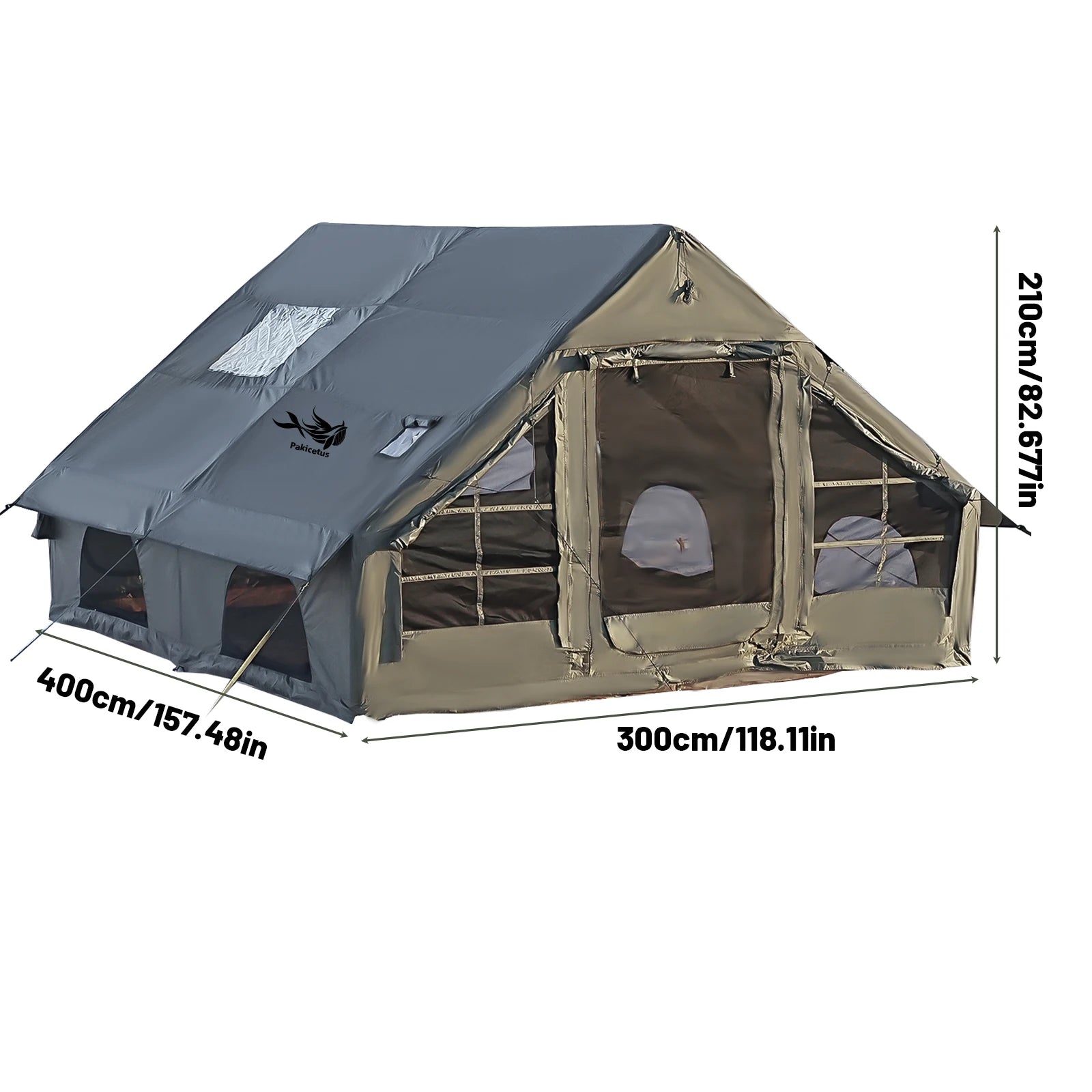 Large Inflatable Camping Tent with Skylight Quick Air Flow and Breathable Mesh Design Summer Glamping Hot Tent