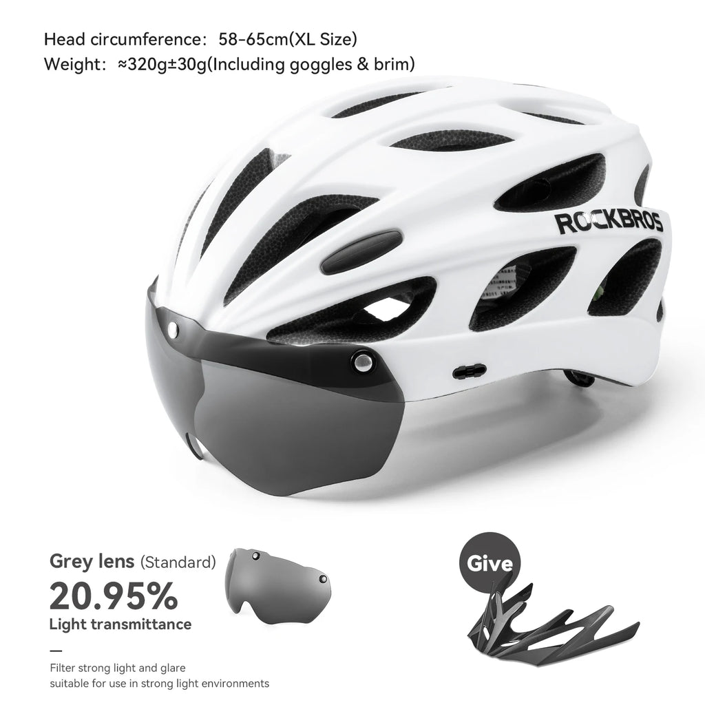 Cycling Helmet Lightweight Integrated Head Protection Safety Helmet with Goggles for Men and Women MTB and Road Bike Riding