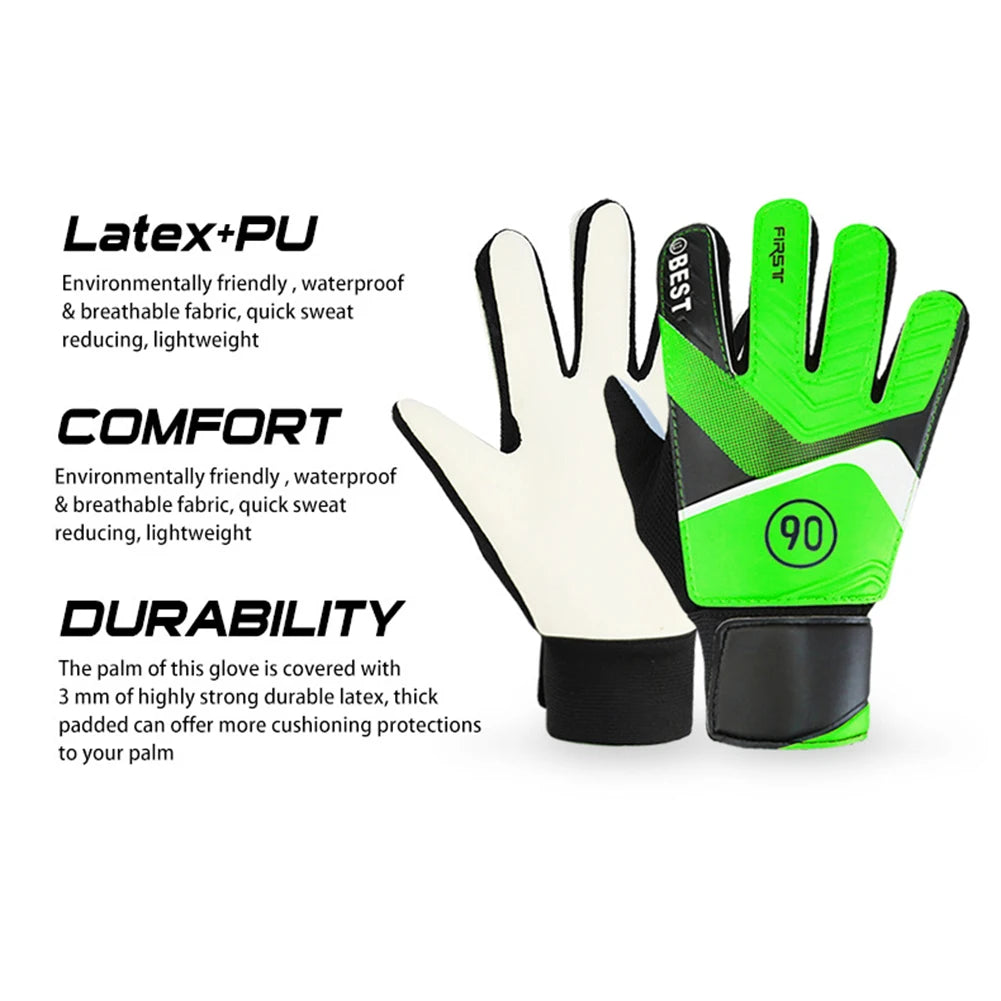 Latex PU Breathable Goalkeeper Gloves with Finger Protection for Football