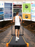 Quiet 3 in 1 Foldable Walking Pad Treadmill with 12 Percent Incline for Home 12 Preprogrammed HIIT Modes Supports up to 300 LBS Smart Treadmill with LED Display Heart Rate Sensor Bluetooth Speaker and App Connection