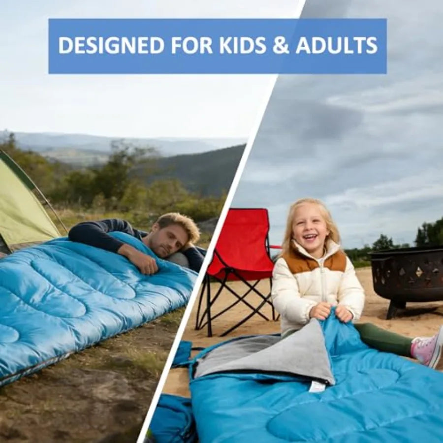 Camping Sleeping Bag, Lightweight Waterproof Design for Adults, Warm and Cool Weather Use in Summer, Spring, and Fall Travel and Camping Gear