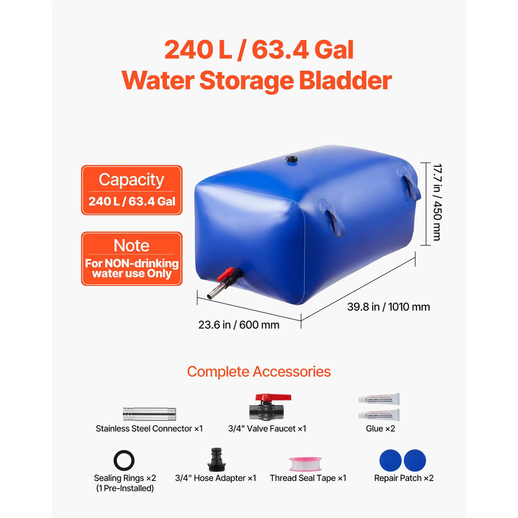 Water Storage Bladder TPU Soft Water Bag Portable Collapsible Water Storage Container for Camping and Outdoor Irrigation
