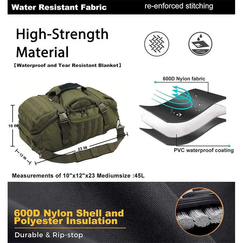 40L 60L 80L Waterproof Travel Bags, Large‑Capacity Men’s Duffel and Weekend Luggage Bags