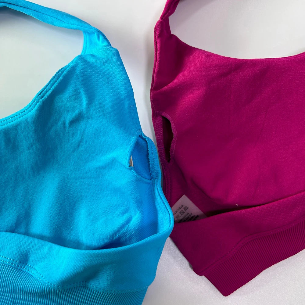 Women’s Yoga Bra Halter Neck Strap Open Back Medium Support Fitness Crop Top for Gym and Yoga