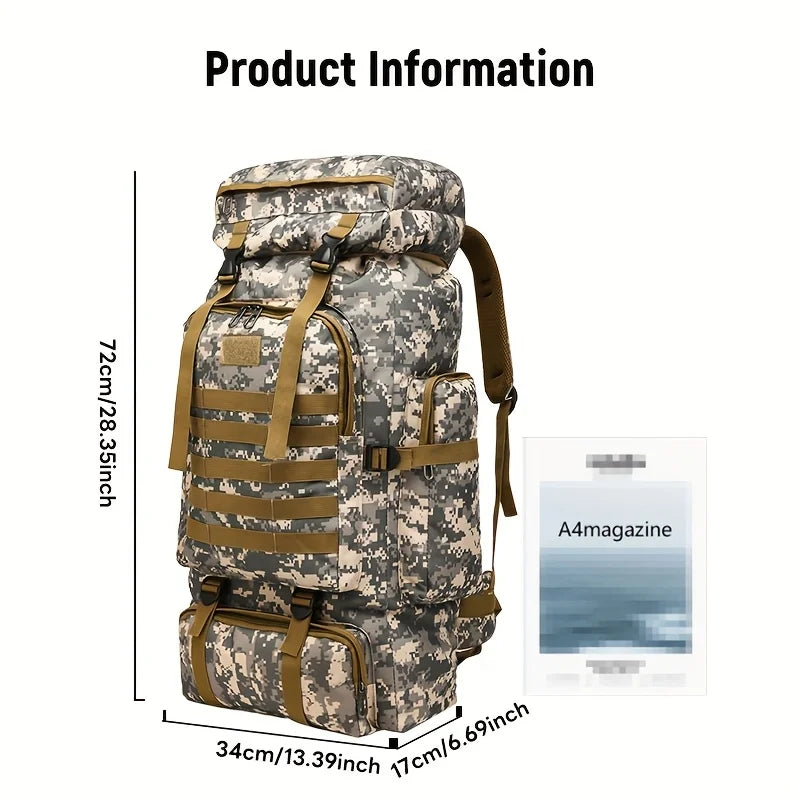 Men’s Backpack for Mountain Climbing Heavy Duty Double‑Shoulder Travel Bag with Removable National Flag Patch Accessory