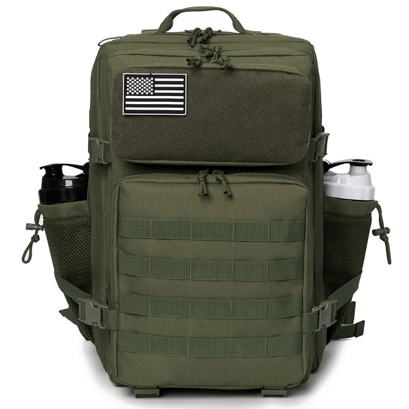 45L Tactical Backpack Survival Bag Hunting MOLLE Backpack Gym Men EDC Outdoor Hiking Rucksack with Bottle Holder
