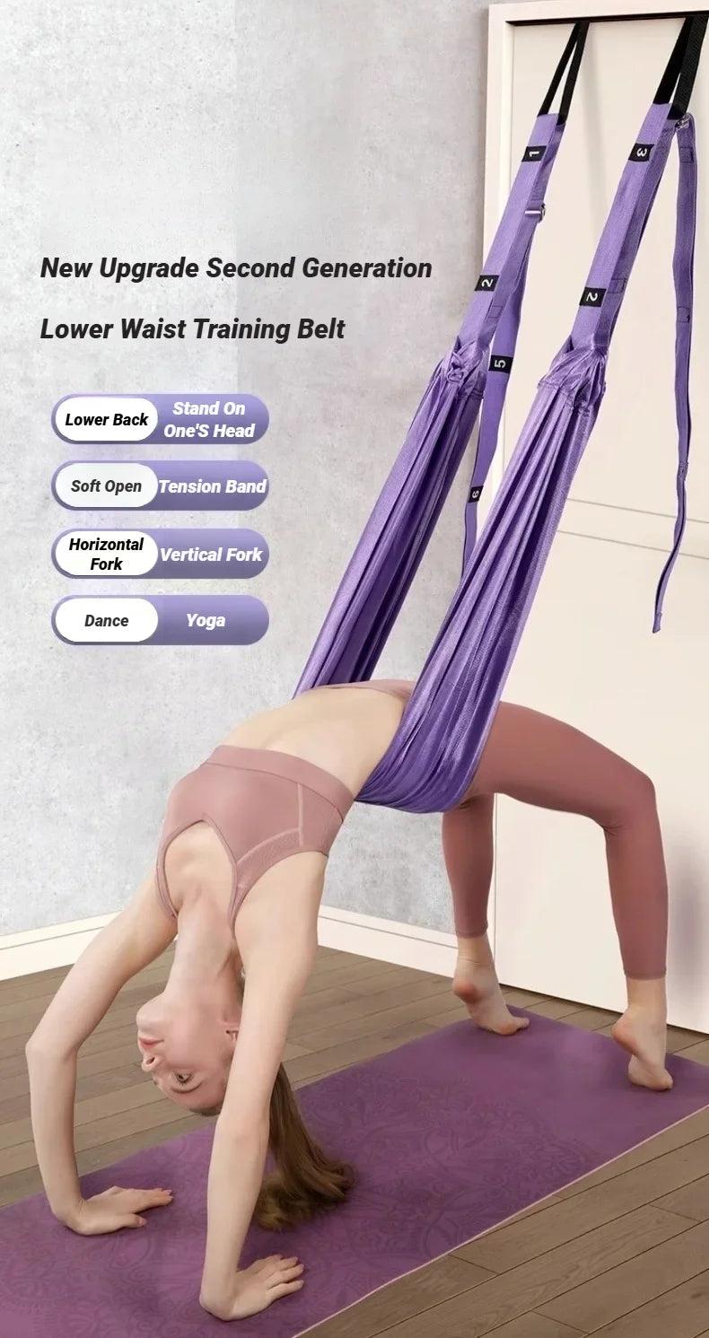Adjustable Aerial Yoga Stretch Strap — Leg Splits, Flexibility, and Hammock Training
