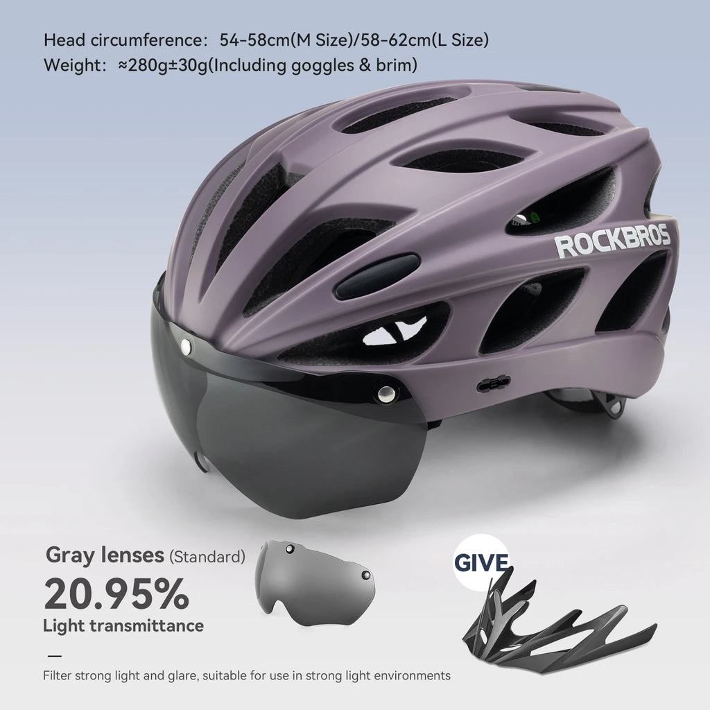 Cycling Helmet Lightweight Integrated Head Protection Safety Helmet with Goggles for Men and Women MTB and Road Bike Riding