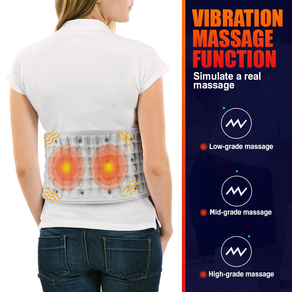 Inflatable Heating Massage Waist Belt Red Light Therapy Lumbar Support with Air Traction 5000mAh Rechargeable Design