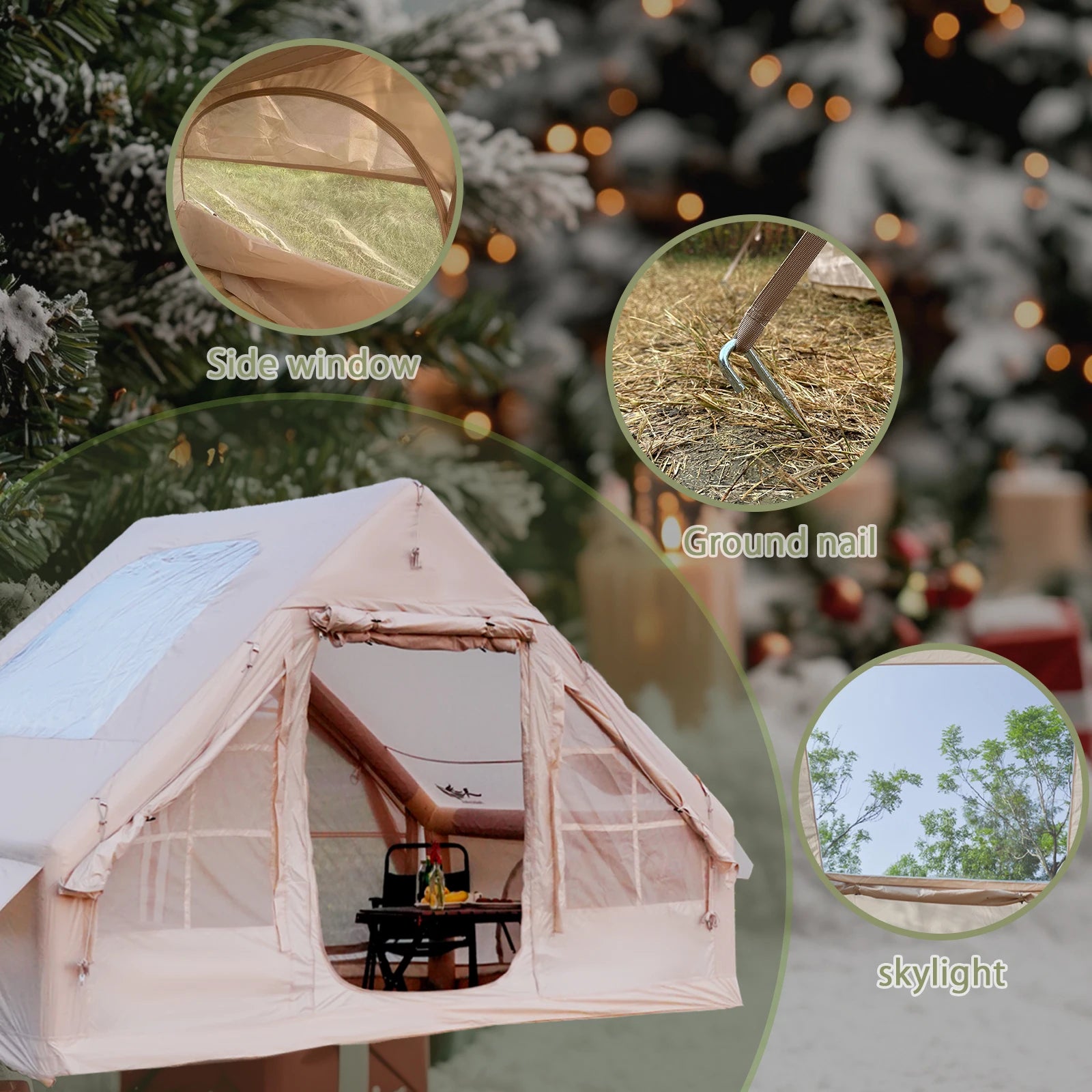 Inflatable Portable Camping Tent - Quick-Setup Waterproof Shelter with Stove Jack
