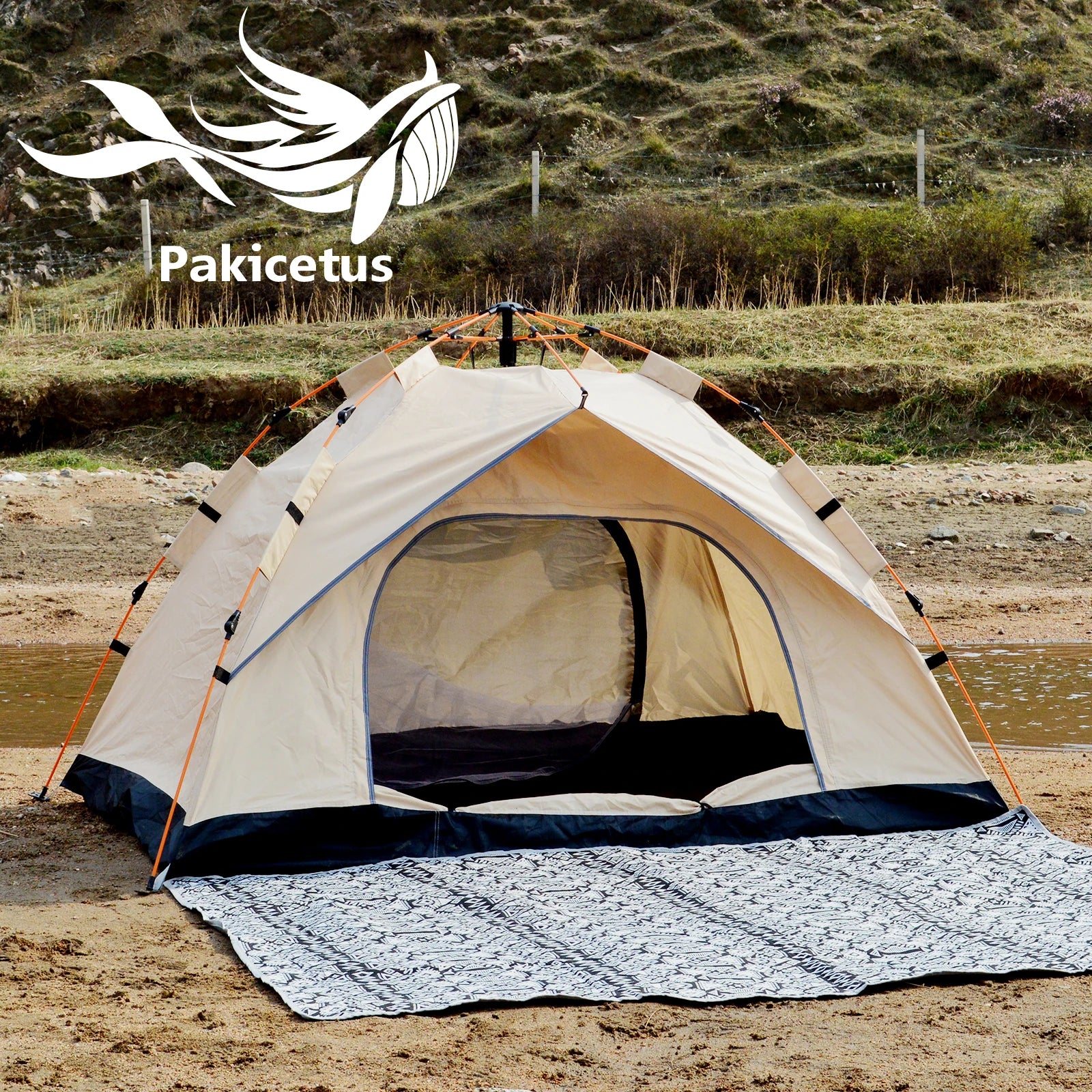 Portable 3 to 4 Person Sun and Rain Shelter for Beach and Camping, Instant Tent
