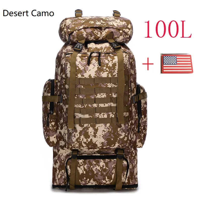 80L 100L Mountaineering Bag Climb Bag Tactical Backpack Large Outdoor Hiking Camping Travel Backpack