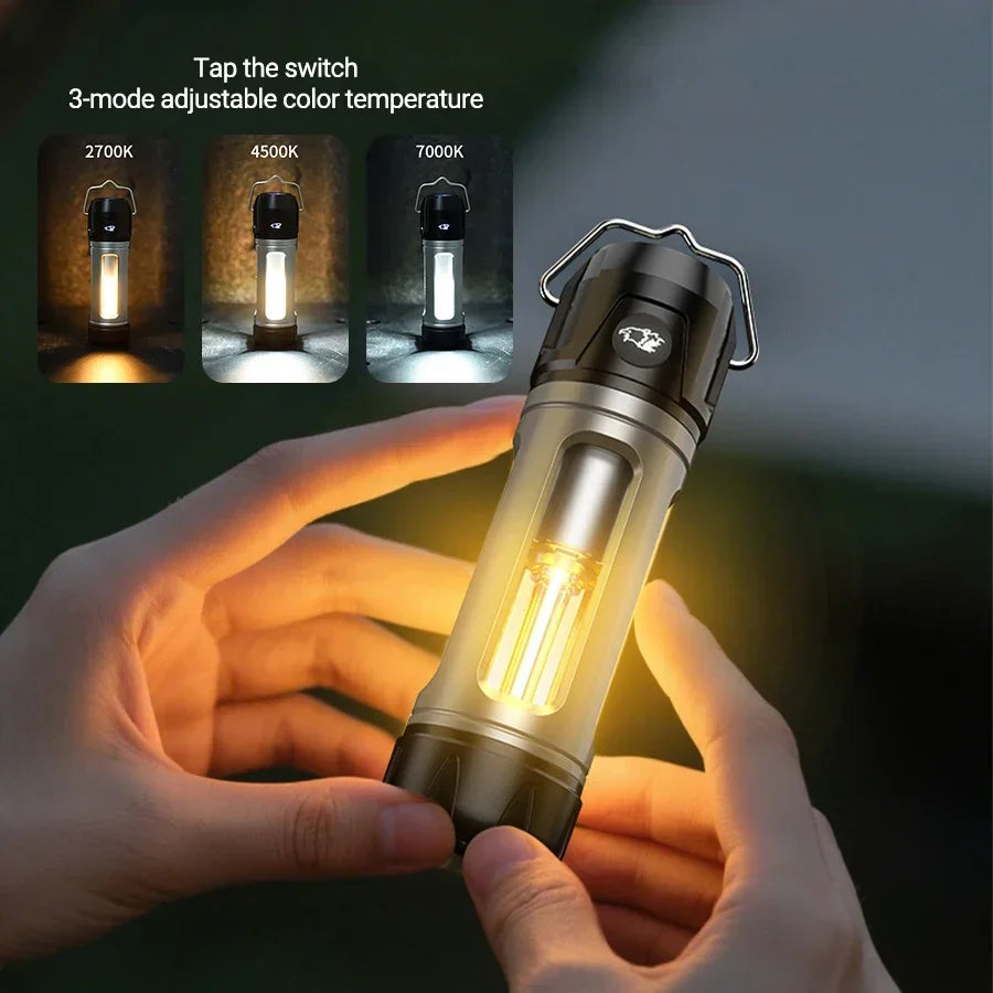 Camping Light Lightweight Handheld Torch 5 Lighting Modes Rechargeable Tent Lamp for Patio Climbing with 8 Light Filaments