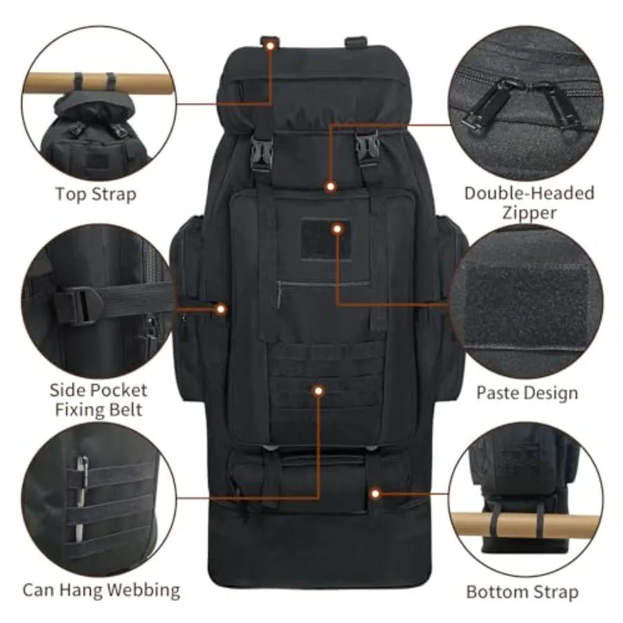 Hiking Backpack 100L Large Camping Backpack Expandable Waterproof MOLLE Rucksack Outdoor Sport Travel Daypack Military Tactical Backpack