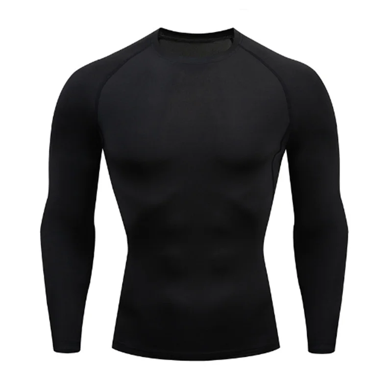 Mens Bodybuilding Sports T Shirt Quick Dry Long Sleeve Compression Top