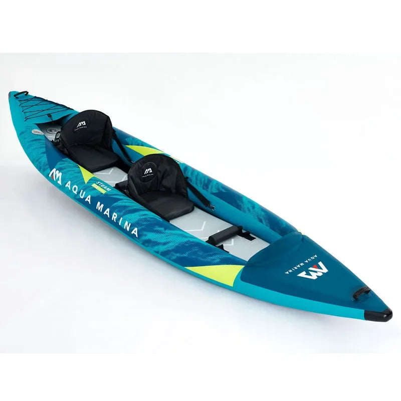 STEAM Aqua Marina Kayak 2025 Upgraded Printing Pattern Reinforced PVC Drop‑Stitch Floor V‑Shape Keel High‑Back Seat Fins and Footrest, Single or Tandem