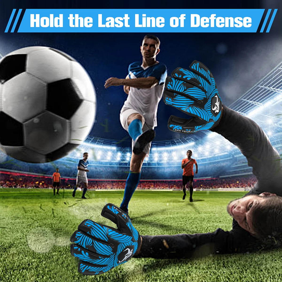 Soccer Goalie Goalkeeper Gloves Strong Grip with Finger Protect and 4+3mm Latex for Kids Youth and Adults