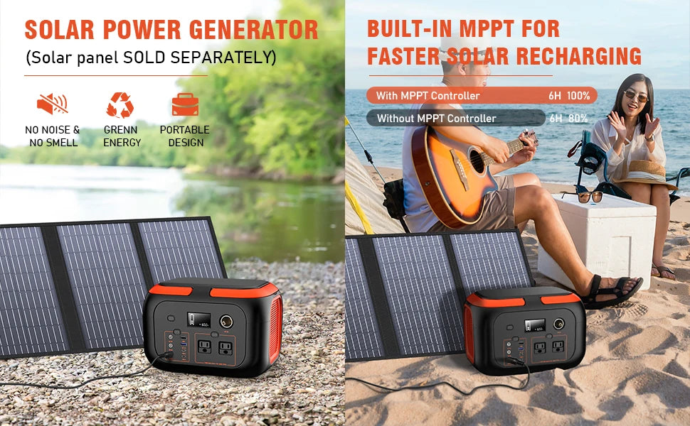 600W 300W 200W 120W Portable Power Station 110V AC Outlets Solar Generator Energy Storage Power Bank for Camping Travel RV Home