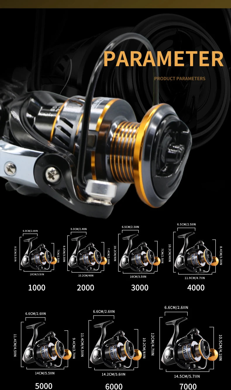 HM NEW Fishing Reel Spinning Reel Metal Reel Cup 10 kg Max Drag Power High‑Speed Spinning Wheel for Any Water Body