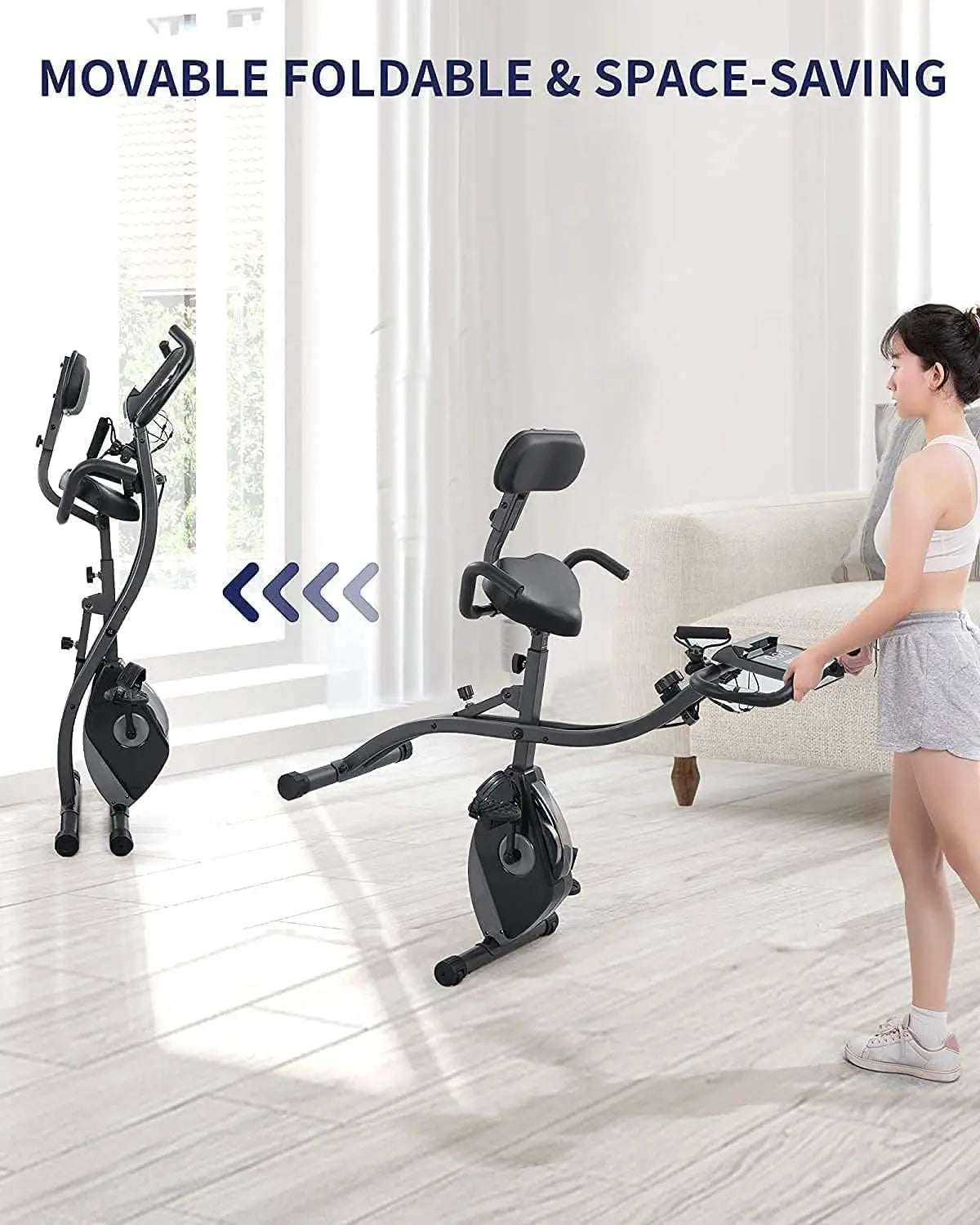 Folding Magnetic Upright Exercise Bike — Quiet Stationary Indoor Cycling Bike with Pulse Sensors & LCD Display