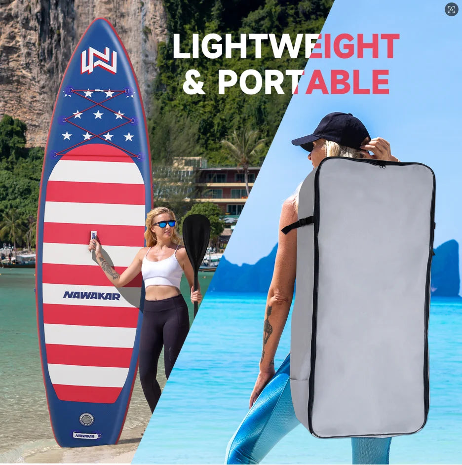 Inflatable Surfboard for Men and Women, Portable Reinforced Paddle Board for Sea Surfing and Lure Fishing