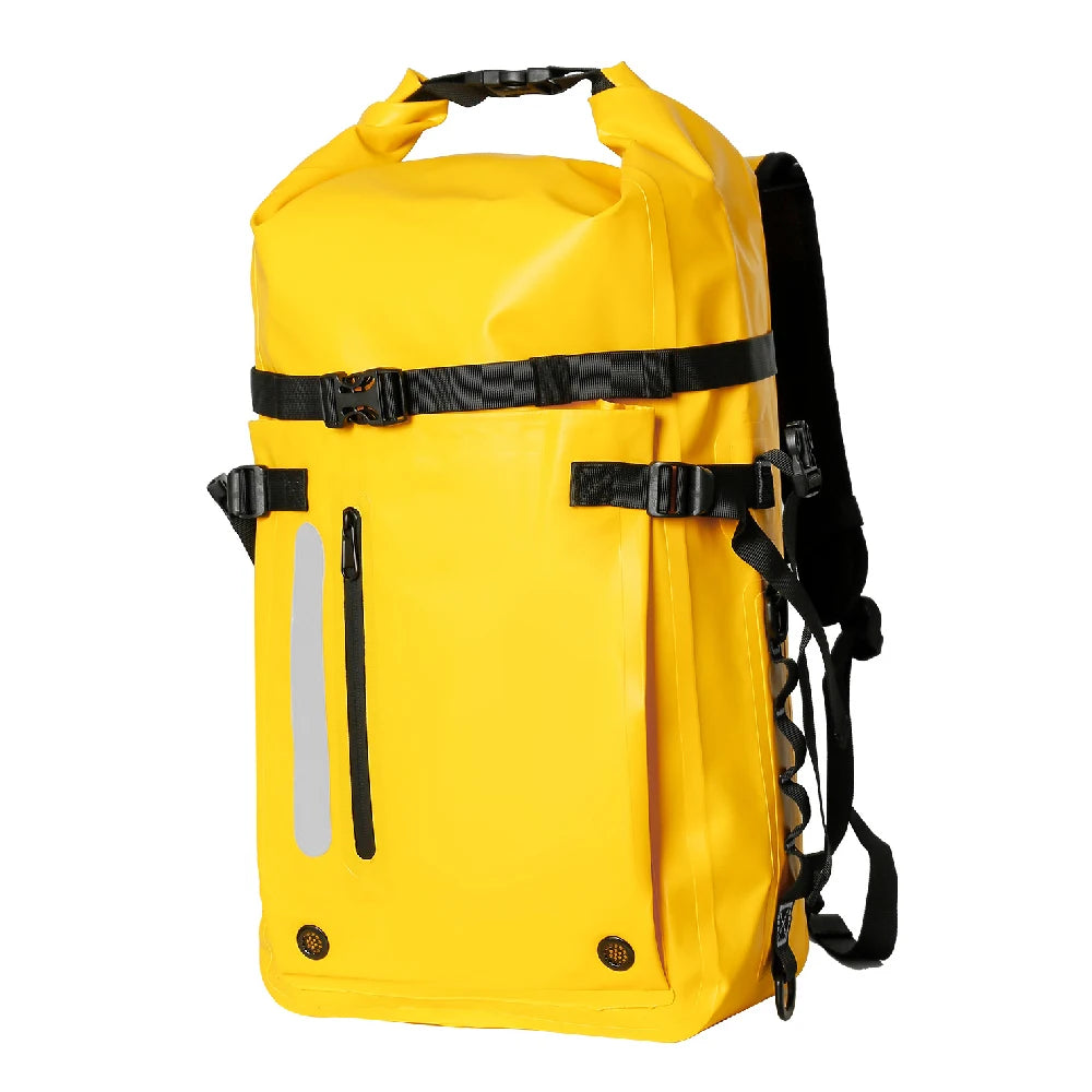 Waterproof Backpack Floating Dry Bag 30L Cushioned Back Hip Strap for Hiking Camping Kayaking Travel Diving Rafting