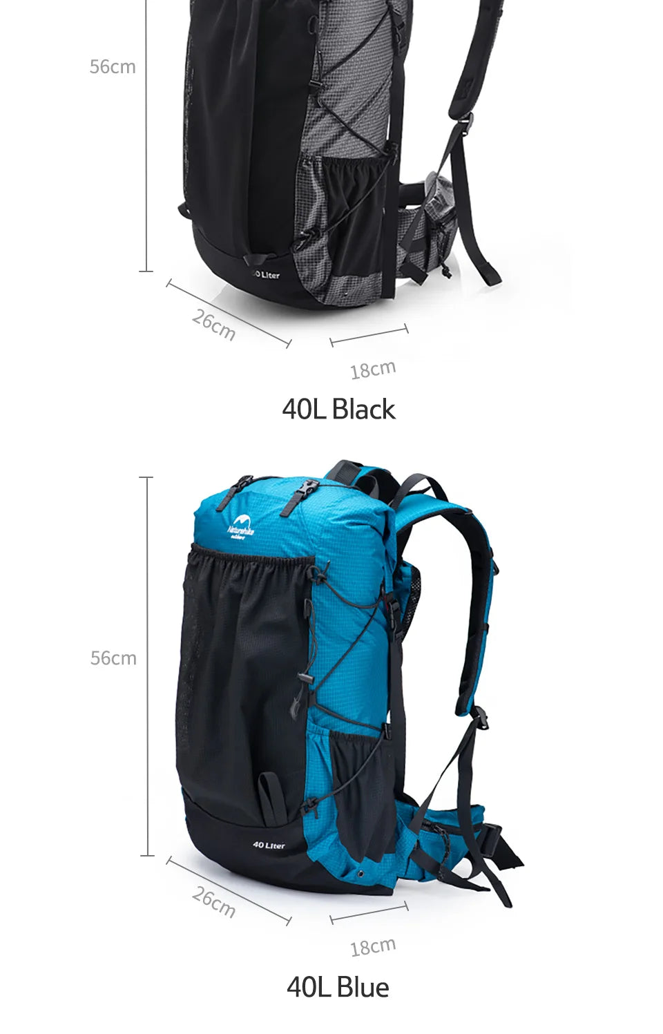 Outdoor Mountain Backpack 60+5L Waterproof High Capacity Sports Climbing Hiking Travel Bag with Rain Cover