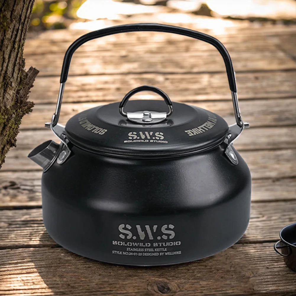 0.8L Portable Hiking Kettle 304 Stainless Steel Ultralight Coffee Kettle for Outdoor Camping and Travel