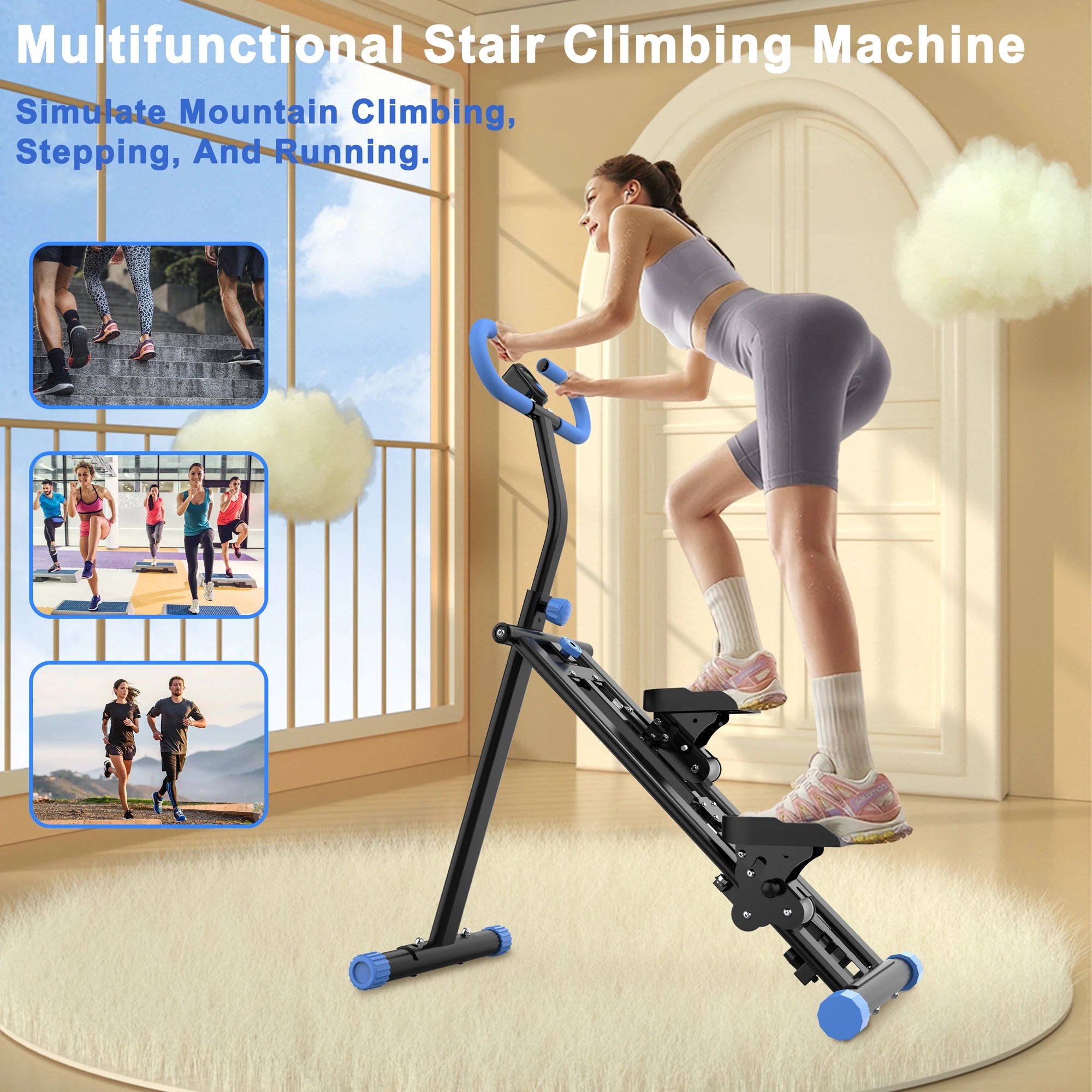Stair Stepper with Resistance Full Body Vertical Climber for Home Workouts with Adjustable Handlebar and Compact Stable Frame