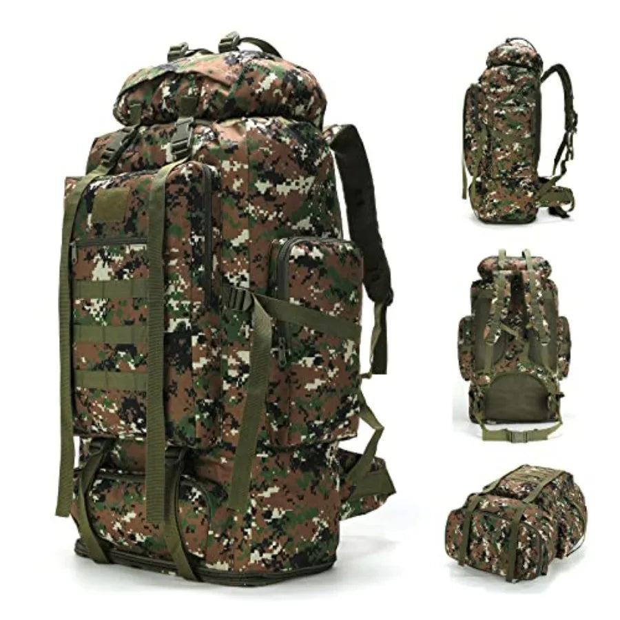 100L Hiking Camping Backpack MOLLE Rucksack Waterproof Daypack