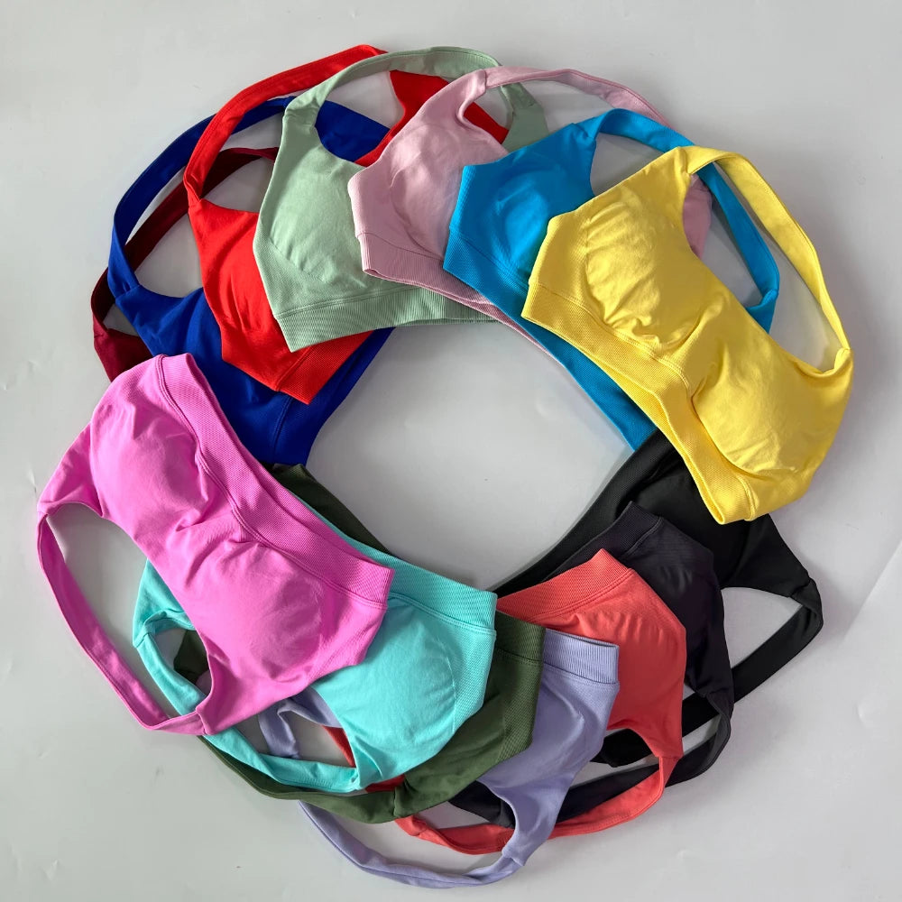 Women’s Yoga Bra Halter Neck Strap Open Back Medium Support Fitness Crop Top for Gym and Yoga