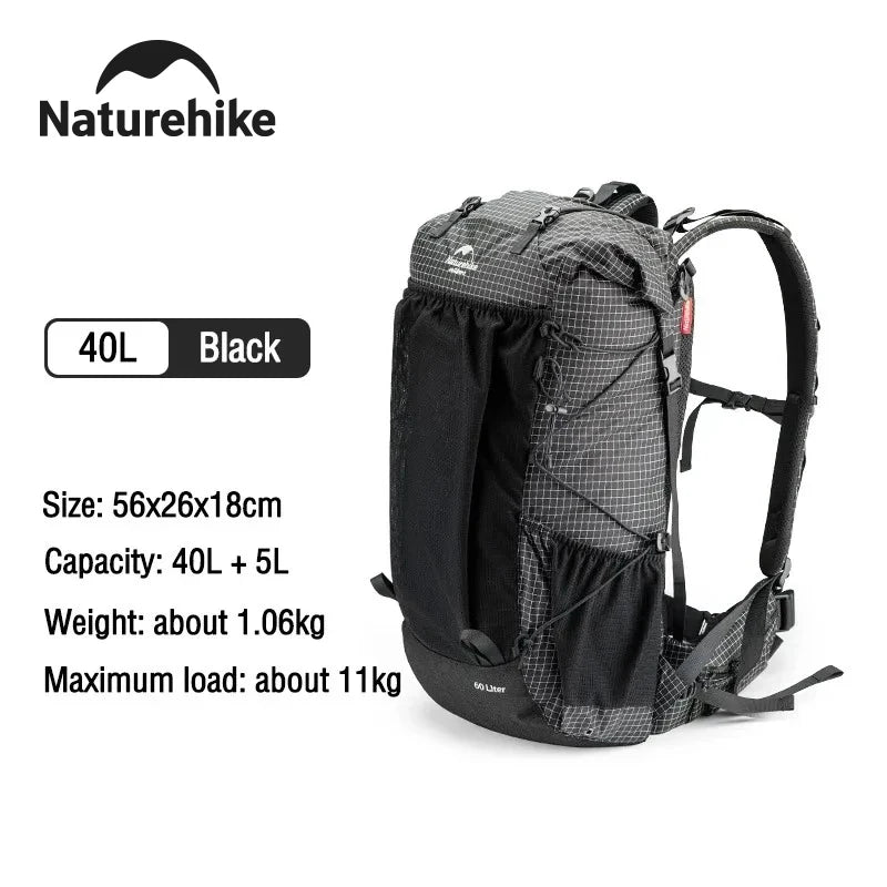 Outdoor Mountain Backpack 60+5L Waterproof High Capacity Sports Climbing Hiking Travel Bag with Rain Cover