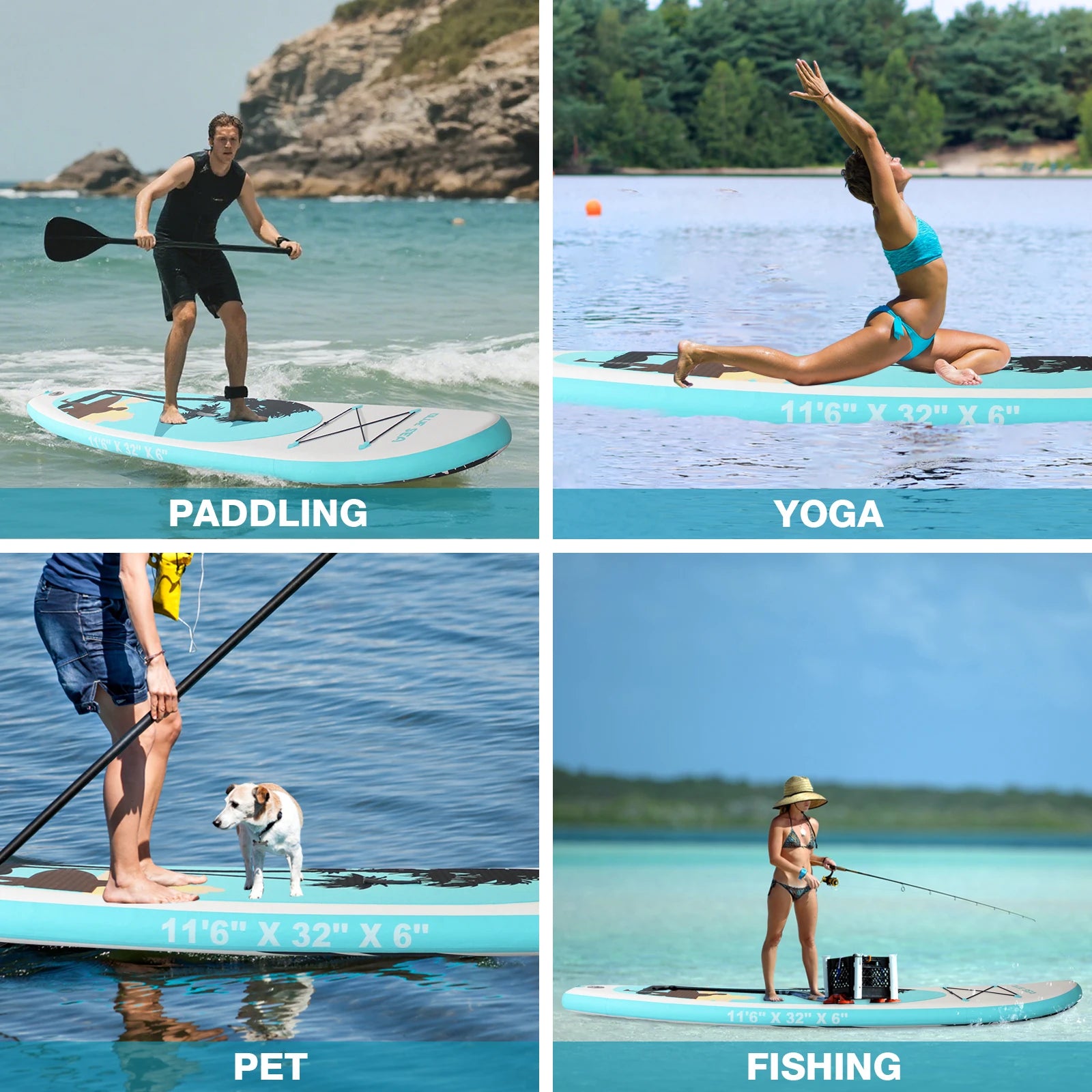 Portable Inflatable Stand Up Paddle Board, 10'6" × 32" × 6", Premium PVC, Full Kit for Adults and Youth