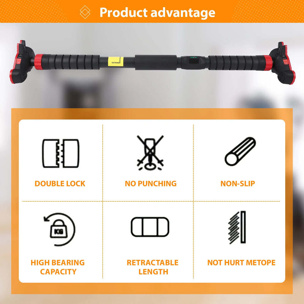 Pull Up Bar for Doorway Chin Up Bar with No Screws Wall Mount Non Slip Adjustable Pull Up Bar