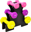 6 Piece Neoprene Dumbbell Set with Stand 2 3 5lb Weights for Home Workouts